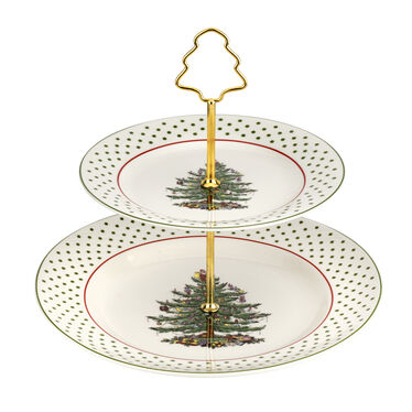 Christmas Tree Polka Dot 2 Tiered Server